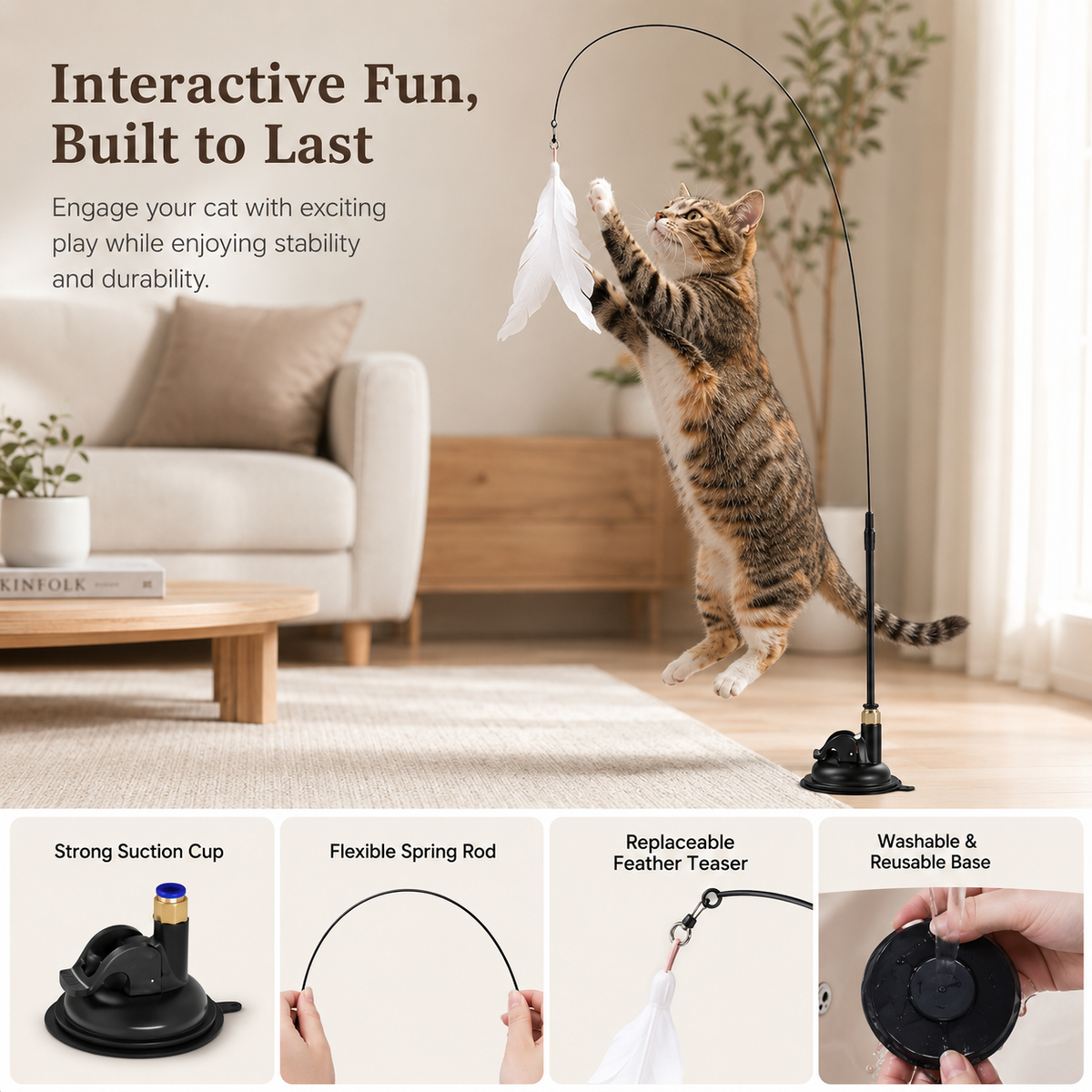 Suction Cup Feather Cat Teaser Toy